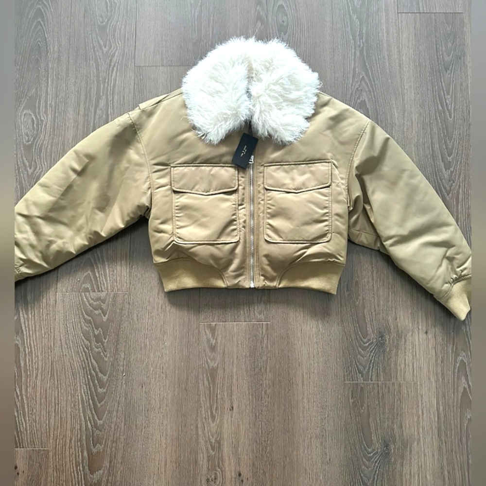 Rag & Bone Nolen cropped bomber jacket, olive NWT